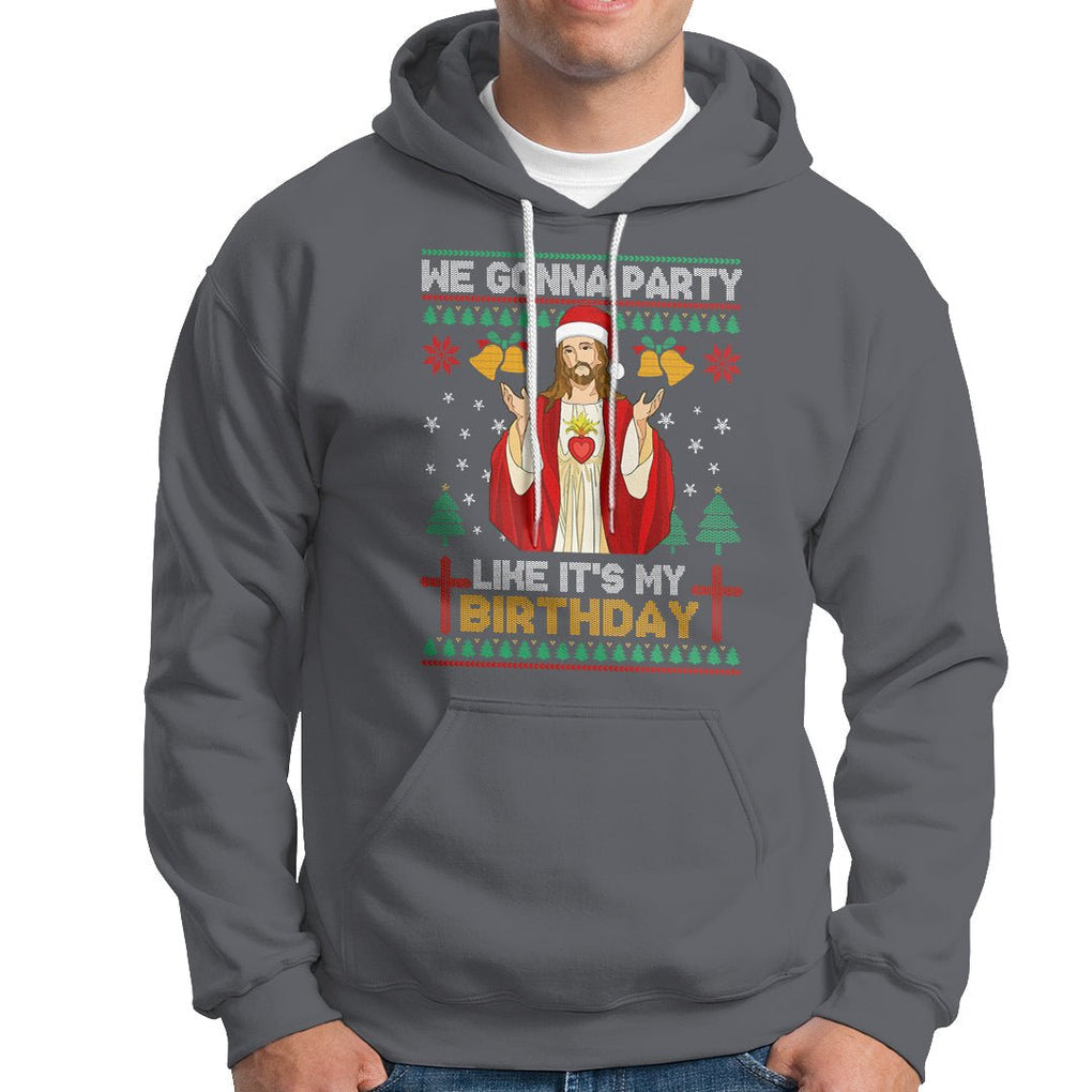 Christmas Hoodie We Gonna Party Like It's My Birthday Jesus TS09 Charcoal Printyourwear