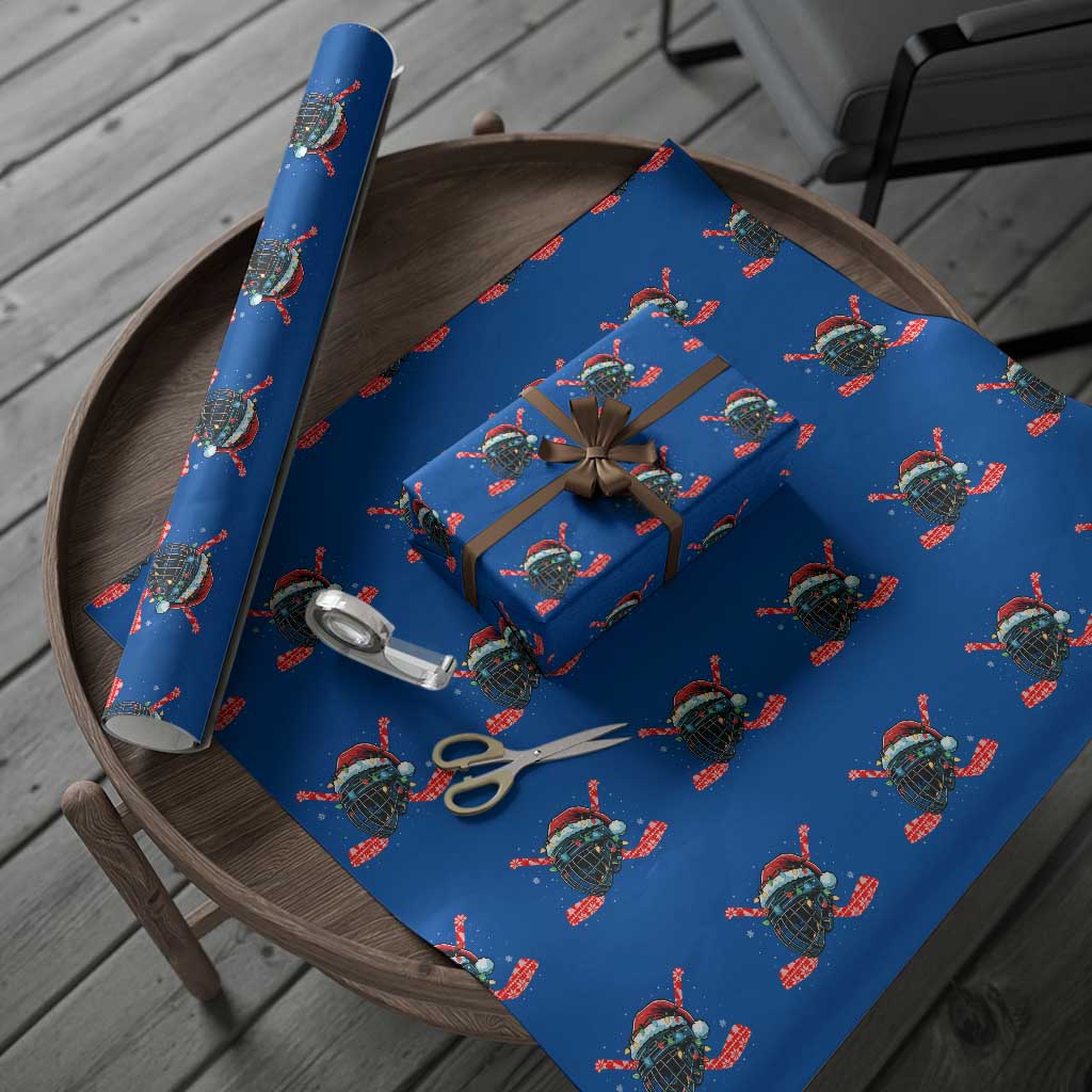 Christmas Ice Hockey Helmet Santa Wrapping Paper Roll Funny Xmas Gift TS12 Blue Print Your Wear