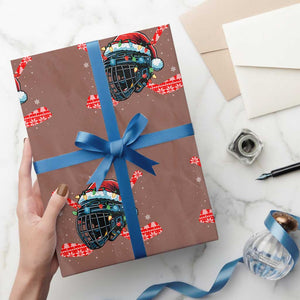 Christmas Ice Hockey Helmet Santa Wrapping Paper Roll Funny Xmas Gift TS12 Mocha Print Your Wear