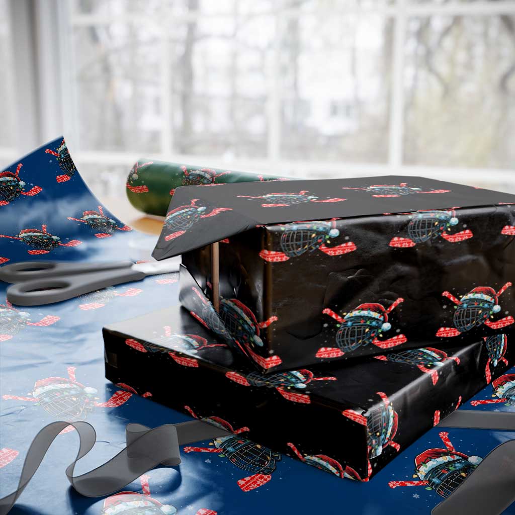 Christmas Ice Hockey Helmet Santa Wrapping Paper Roll Funny Xmas Gift TS12 Black Print Your Wear