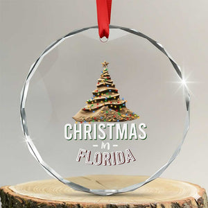 Christmas In Florida Crystal Glass Ornament Sand Xmas Tree Lights Family Vacation TS02 Transparent Glass 3'' Circle Print Your Wear