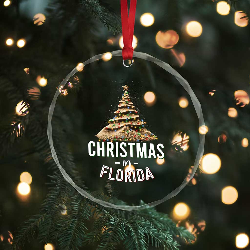 Christmas In Florida Crystal Glass Ornament Sand Xmas Tree Lights Family Vacation TS02 Print Your Wear