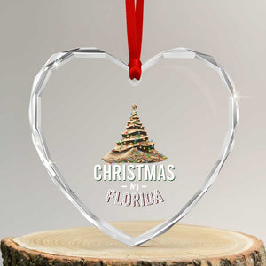 Christmas In Florida Heart Crystal Glass Ornament Sand Xmas Tree Lights Family Vacation TS02 Transparent Glass 3'' Heart Print Your Wear