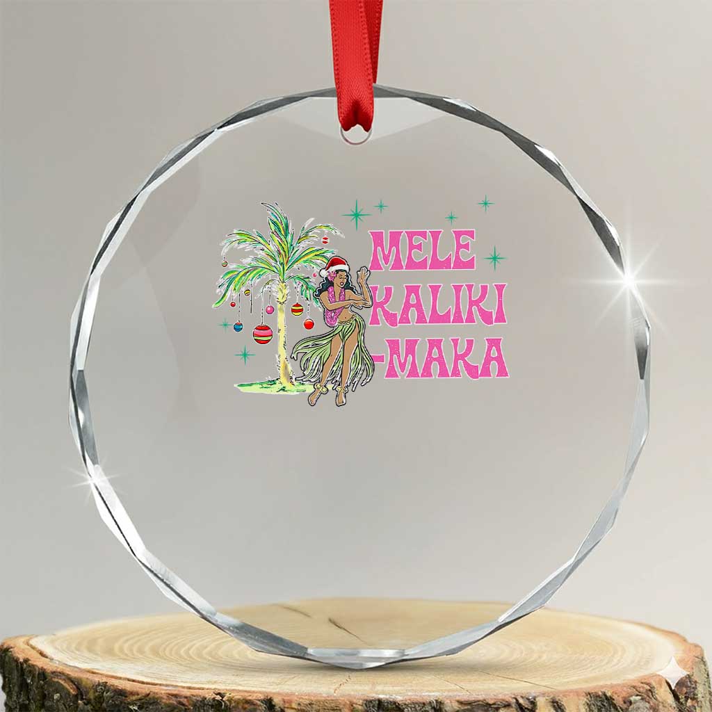 Christmas In Hawaii Crystal Glass Ornament Mele Kalikimaka Hula Girls Palm Tree TS11 Transparent Glass 3'' Circle Print Your Wear