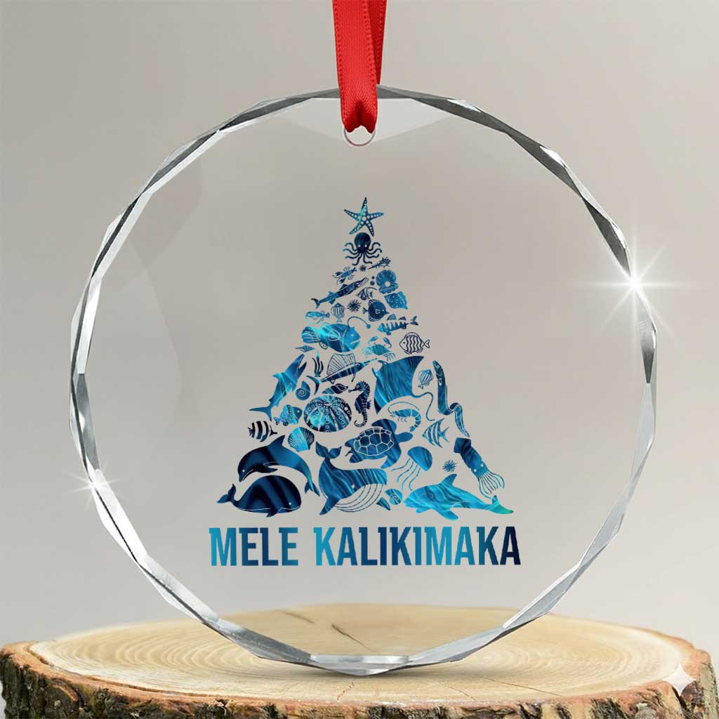 Christmas In Hawaii Crystal Glass Ornament Mele Kalikimala Sea Animals Xmas Tree TS11 Transparent Glass 3'' Circle Print Your Wear