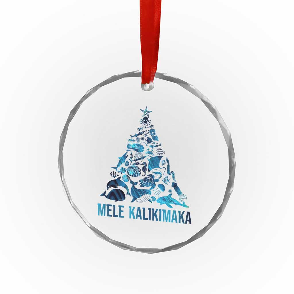 Christmas In Hawaii Crystal Glass Ornament Mele Kalikimala Sea Animals Xmas Tree TS11 Print Your Wear