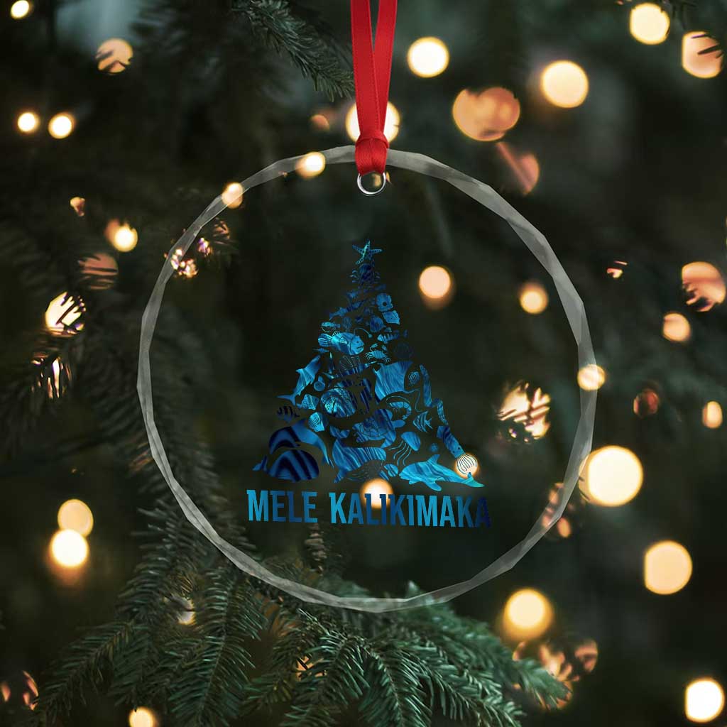 Christmas In Hawaii Crystal Glass Ornament Mele Kalikimala Sea Animals Xmas Tree TS11 Print Your Wear