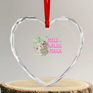 Christmas In Hawaii Heart Crystal Glass Ornament Mele Kalikimaka Hula Girls Palm Tree TS11 Transparent Glass 3'' Heart Print Your Wear