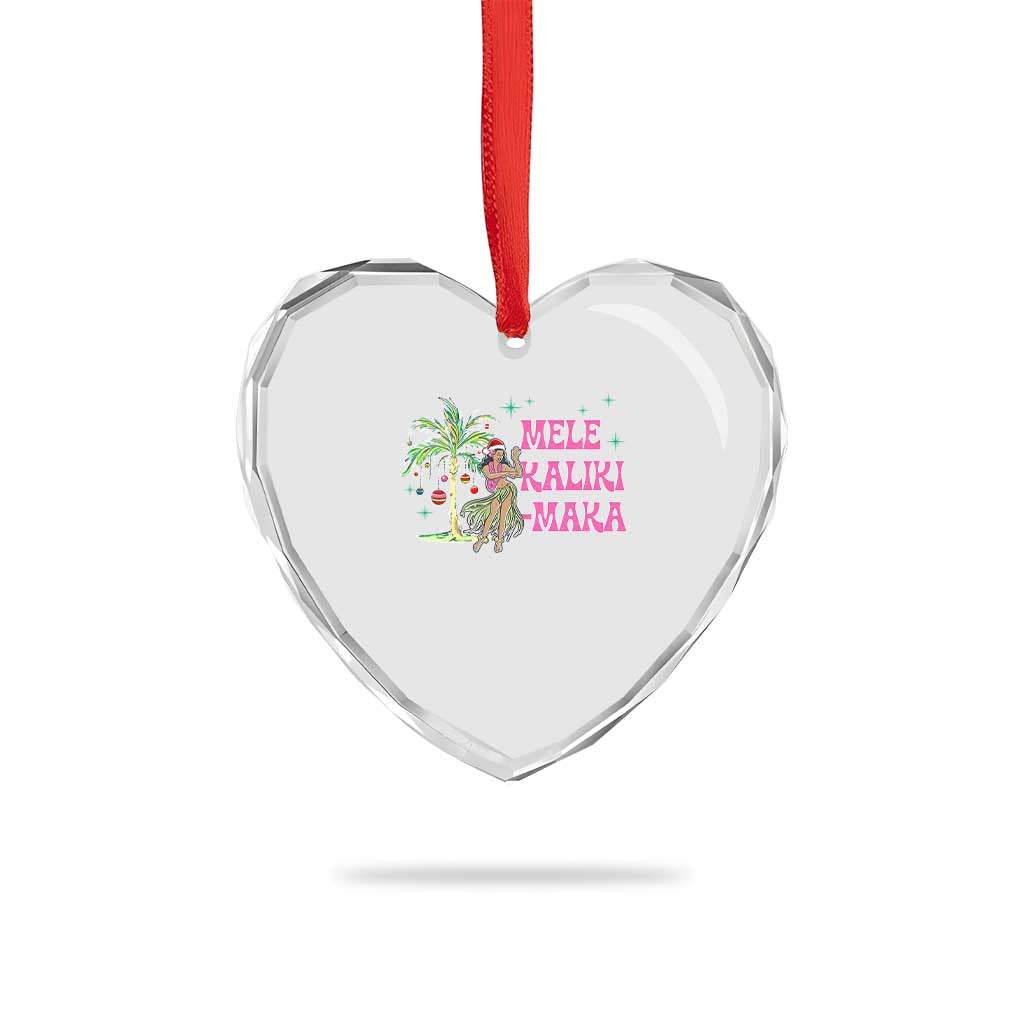Christmas In Hawaii Heart Crystal Glass Ornament Mele Kalikimaka Hula Girls Palm Tree TS11 Print Your Wear