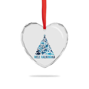 Christmas In Hawaii Heart Crystal Glass Ornament Mele Kalikimala Sea Animals Xmas Tree TS11 Print Your Wear