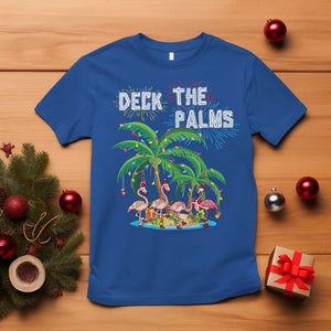 Christmas In Hawaii T Shirt Deck the Palms Firework Merry Christmas Flamingo TS09 Royal Blue Printyourwear