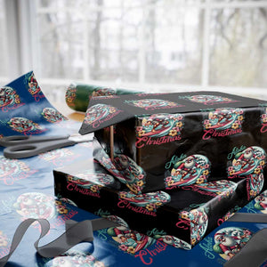 Christmas In Hawaii Wrapping Paper Roll Aloha Christmas Santa Surfing Hibiscus Flower TS11 Black Print Your Wear