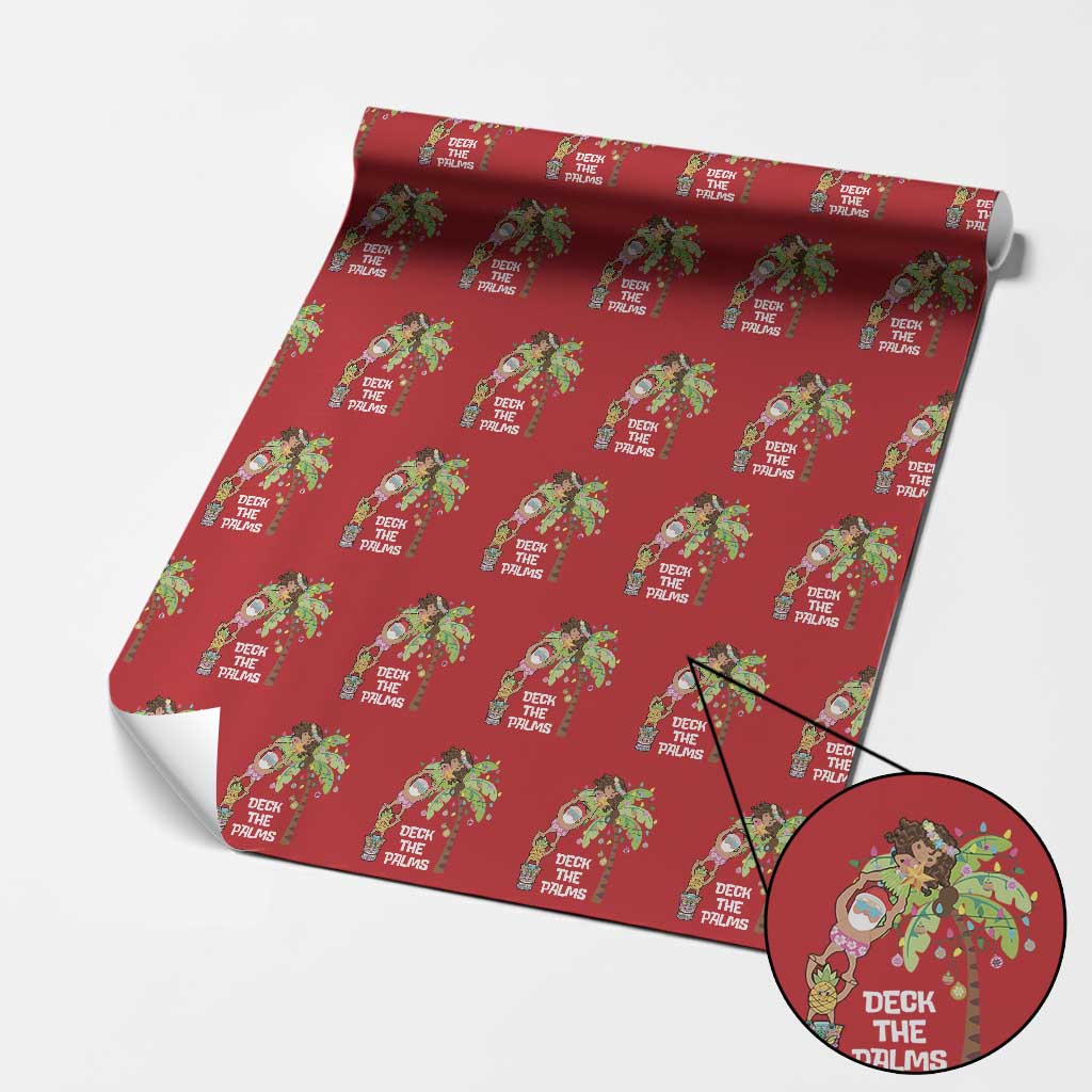 Christmas In Hawaii Wrapping Paper Roll Deck The Palms Santa Hula Girl Tiki TS11 Red Print Your Wear