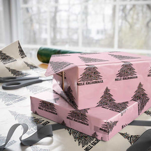 Christmas In Hawaii Wrapping Paper Roll Mele Kalikimaka Christmas Tree Kakau Tattoo TS11 Light Pink Print Your Wear