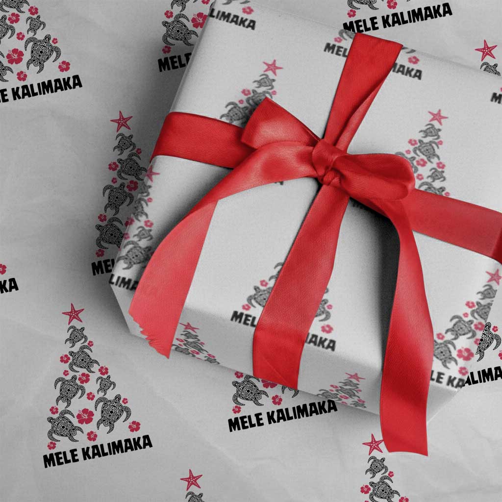 Christmas In Hawaii Wrapping Paper Roll Mele Kalikimaka Kakau Tattoo Turtle Christmas Tree TS11 White Print Your Wear