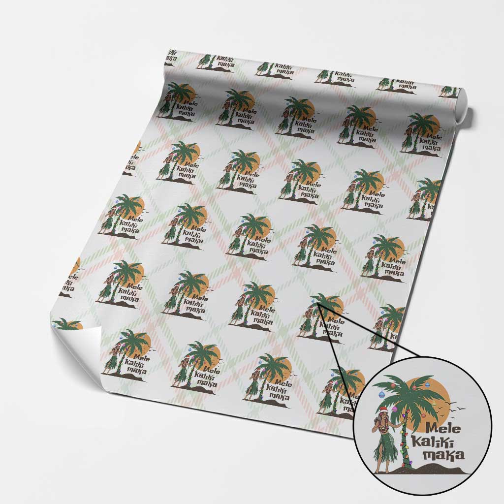 Christmas In Hawaii Wrapping Paper Roll Mele Kalikimaka Retro Hula Girls Santa Hat Xmas TS11 Christmas Plaid Print Your Wear