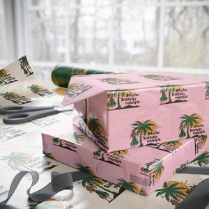 Christmas In Hawaii Wrapping Paper Roll Mele Kalikimaka Retro Hula Girls Santa Hat Xmas TS11 Light Pink Print Your Wear