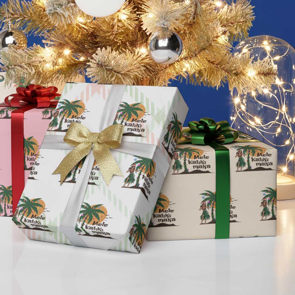 Christmas In Hawaii Wrapping Paper Roll Mele Kalikimaka Retro Hula Girls Santa Hat Xmas TS11 Print Your Wear