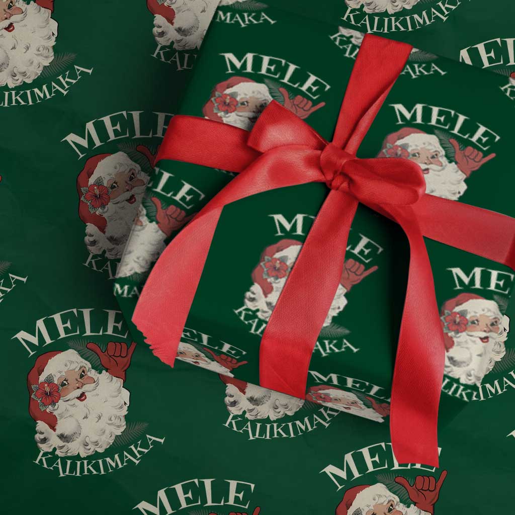 Christmas In Hawaii Wrapping Paper Roll Mele Kalikimaka Retro Santa Shaka Aloha Xmas TS11 Green Print Your Wear