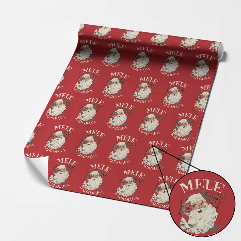 Christmas In Hawaii Wrapping Paper Roll Mele Kalikimaka Retro Santa Shaka Aloha Xmas TS11 Red Print Your Wear