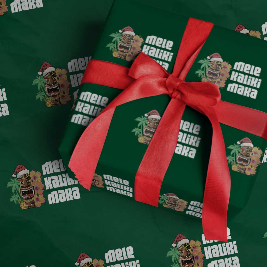 Christmas In Hawaii Wrapping Paper Roll Mele Kalikimaka Tiki Hibiscus Flower Santa Hat TS11 Green Print Your Wear
