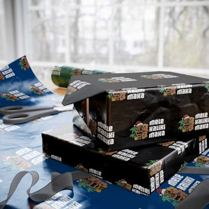 Christmas In Hawaii Wrapping Paper Roll Mele Kalikimaka Tiki Hibiscus Flower Santa Hat TS11 Black Print Your Wear