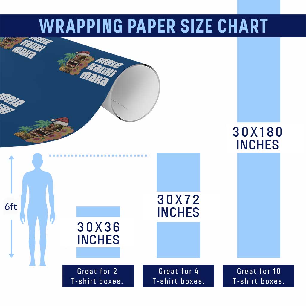 Christmas In Hawaii Wrapping Paper Roll Mele Kalikimaka Tiki Hibiscus Flower Santa Hat TS11 Print Your Wear