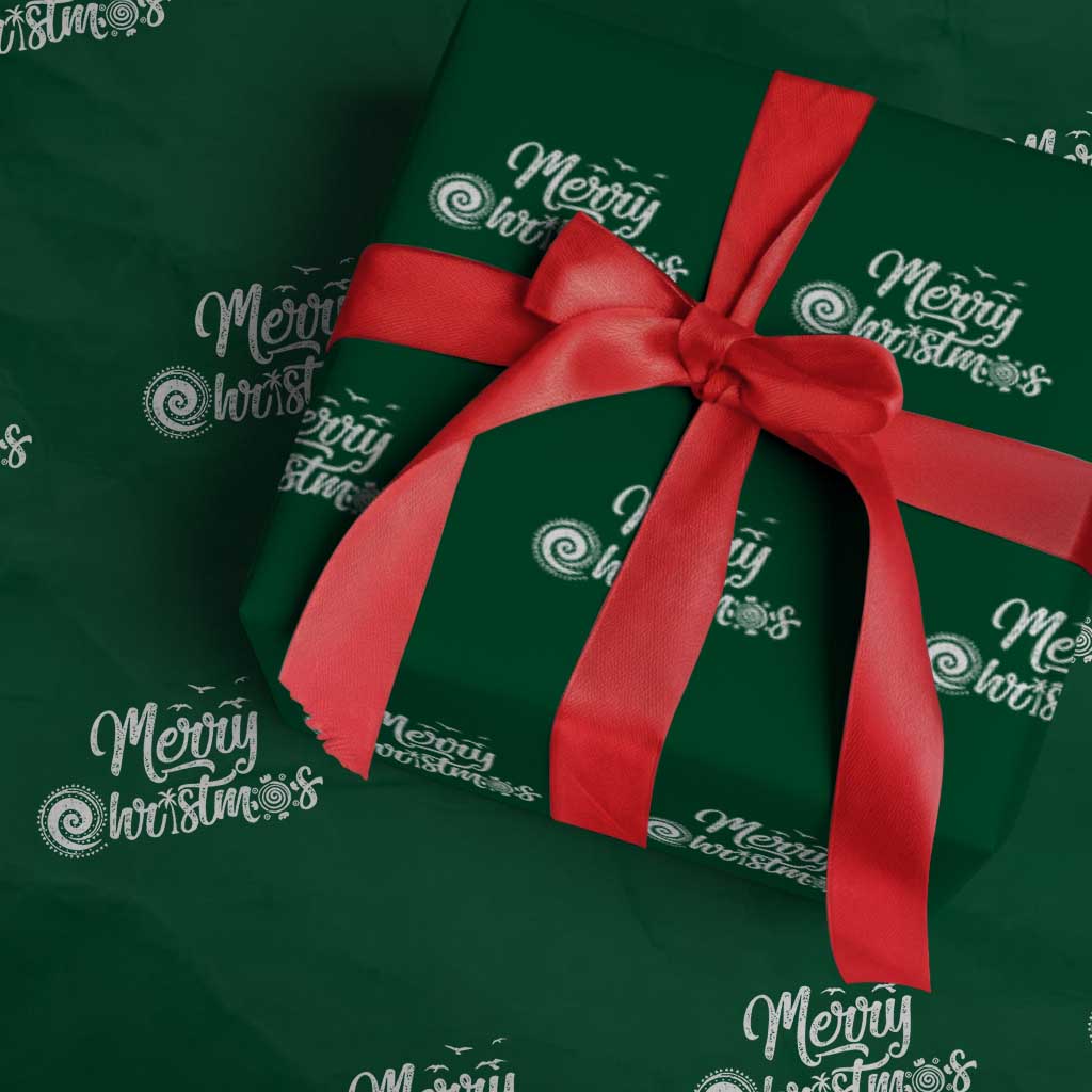 Christmas In Hawaii Wrapping Paper Roll Merry Christmas Hawaiian Symbols TS11 Green Print Your Wear