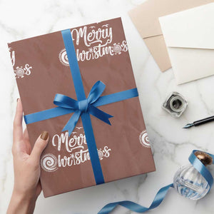 Christmas In Hawaii Wrapping Paper Roll Merry Christmas Hawaiian Symbols TS11 Mocha Print Your Wear