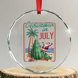Christmas In July Crystal Glass Ornament Funny Santa Watermelon Xmas Tree TS12 Transparent Glass 3'' Circle Print Your Wear