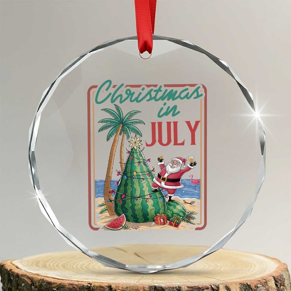 Christmas In July Crystal Glass Ornament Funny Santa Watermelon Xmas Tree TS12 Transparent Glass 3'' Circle Print Your Wear