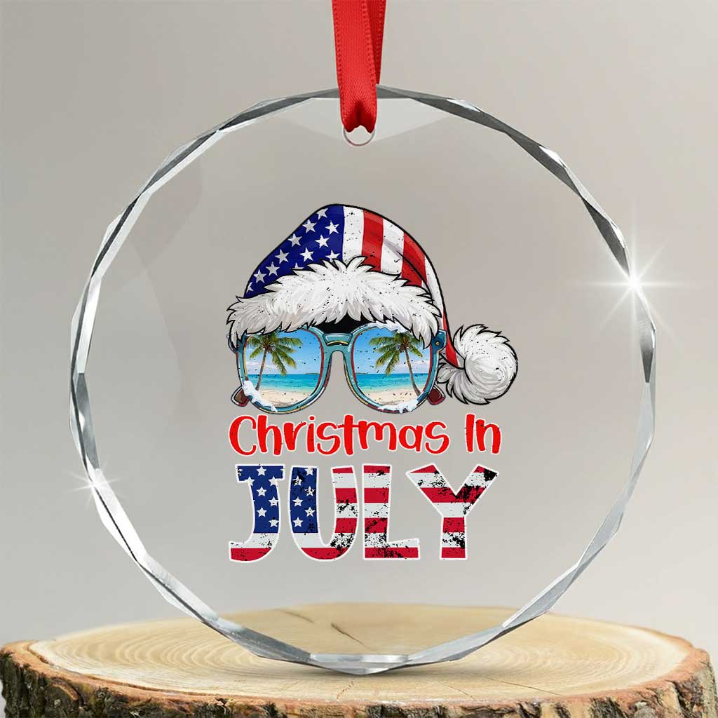 Christmas In July Crystal Glass Ornament Patriotic USA Sunglasses Graphic TS12 Transparent Glass 3'' Circle Print Your Wear