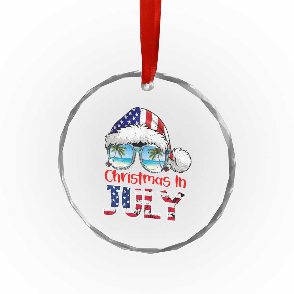 Christmas In July Crystal Glass Ornament Patriotic USA Sunglasses Graphic