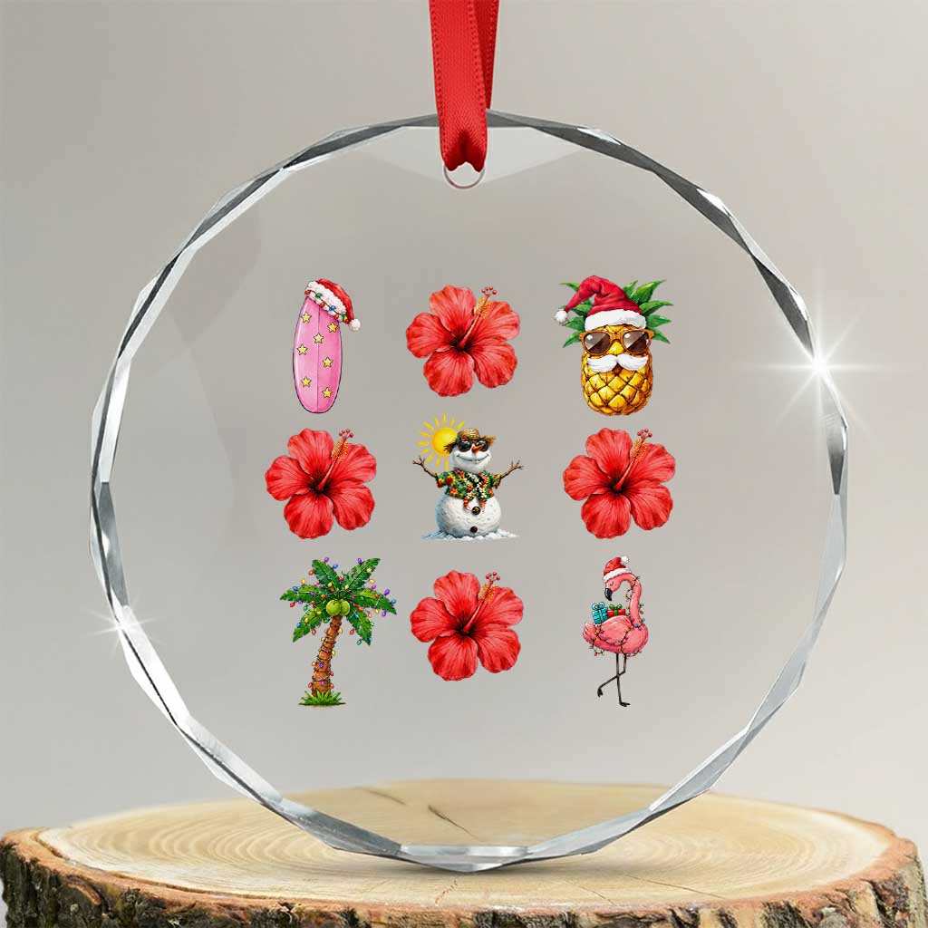 Christmas In July Crystal Glass Ornament Tropical Summer Beach Party Graphic TS12 Transparent Glass 3'' Circle Print Your Wear