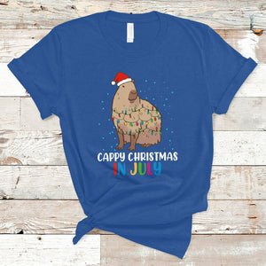 Christmas in July Cute Capybara Cappy Christmas Xmas Lights T Shirt TS02 Royal Blue Printyourwear