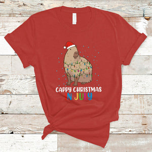 Christmas in July Cute Capybara Cappy Christmas Xmas Lights T Shirt TS02 Red Printyourwear