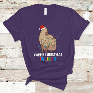 Christmas in July Cute Capybara Cappy Christmas Xmas Lights T Shirt TS02 Purple Printyourwear