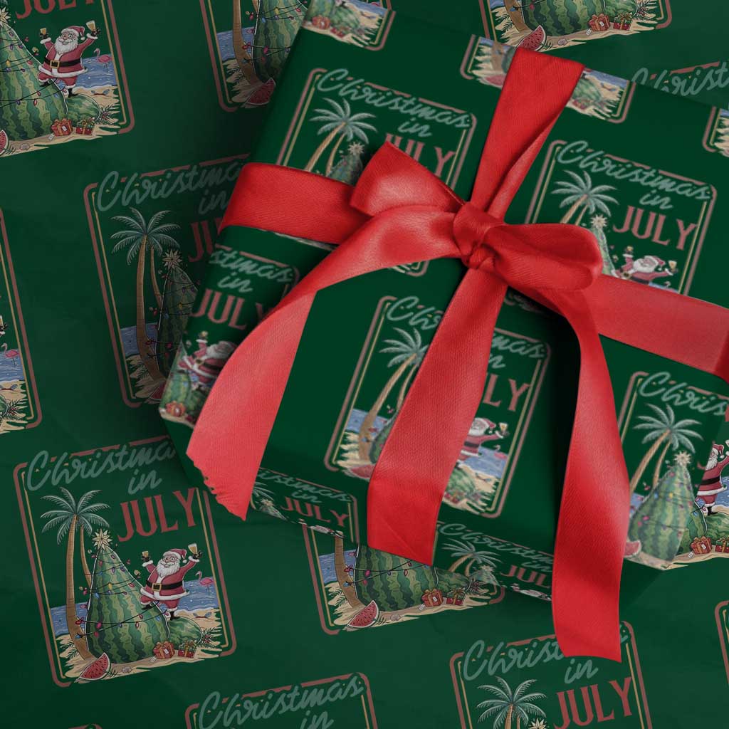 Christmas In July Wrapping Paper Roll Funny Santa Watermelon Xmas Tree TS12 Green Print Your Wear