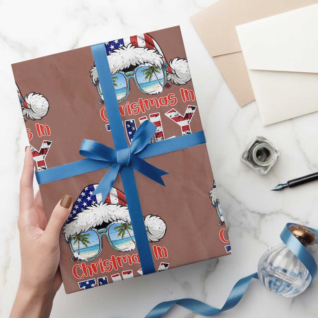 Christmas In July Wrapping Paper Roll Patriotic USA Sunglasses Graphic