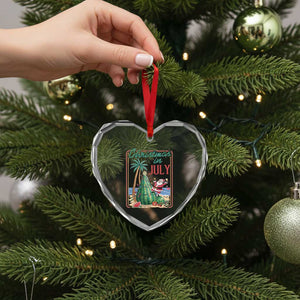 Christmas In July Heart Crystal Glass Ornament Funny Santa Watermelon Xmas Tree