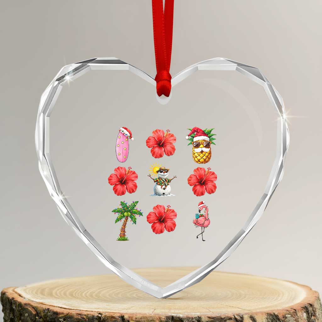 Christmas In July Heart Crystal Glass Ornament Tropical Summer Beach Party Graphic