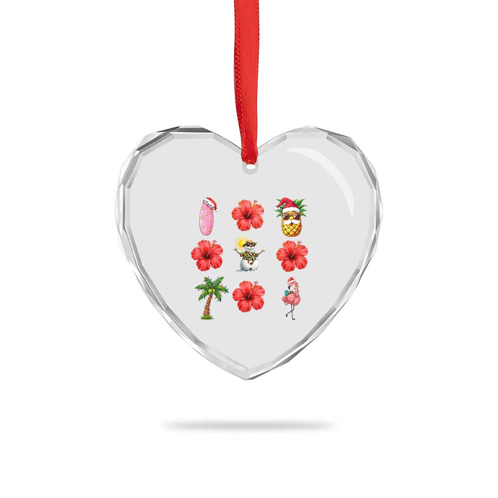 Christmas In July Heart Crystal Glass Ornament Tropical Summer Beach Party Graphic