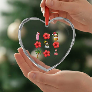 Christmas In July Heart Crystal Glass Ornament Tropical Summer Beach Party Graphic