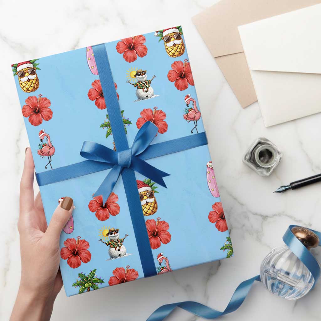 Christmas In July Wrapping Paper Roll Tropical Summer Beach Party Graphic