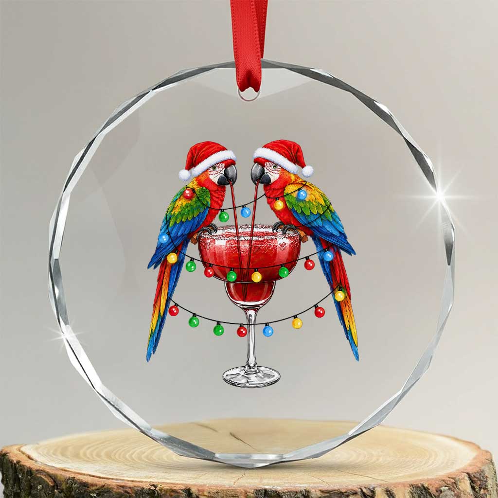 Christmas In July Parrots Crystal Glass Ornament Summer Beach Party Gift TS12 Transparent Glass 3'' Circle Print Your Wear