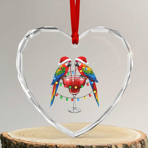 Christmas In July Parrots Heart Crystal Glass Ornament Summer Beach Party Gift