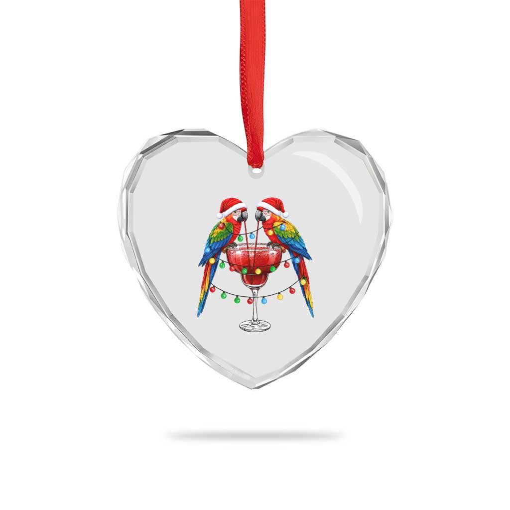 Christmas In July Parrots Heart Crystal Glass Ornament Summer Beach Party Gift