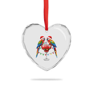 Christmas In July Parrots Heart Crystal Glass Ornament Summer Beach Party Gift