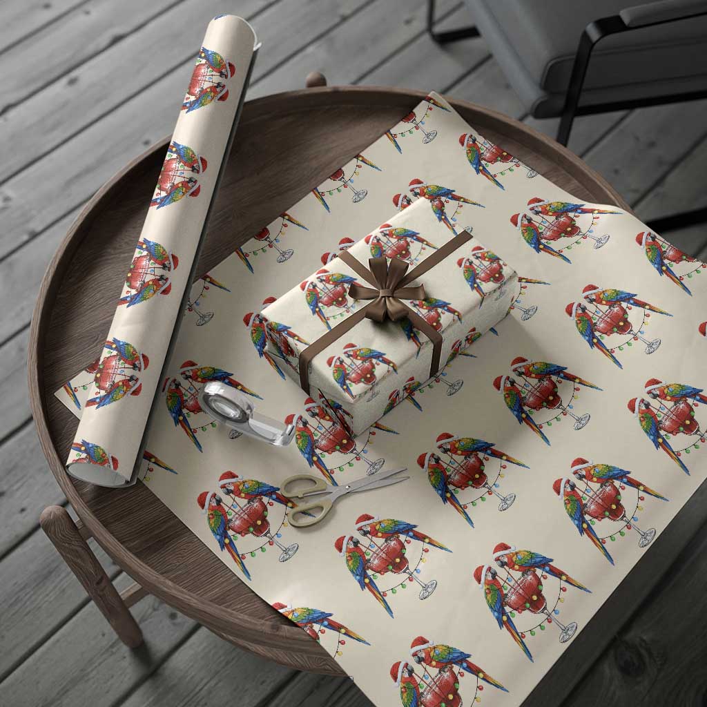 Christmas In July Parrots Wrapping Paper Roll Summer Beach Party Gift