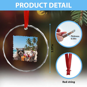 Christmas In July Raccoon And Santa Crystal Glass Ornament Tropical Summer Vacation Graphic